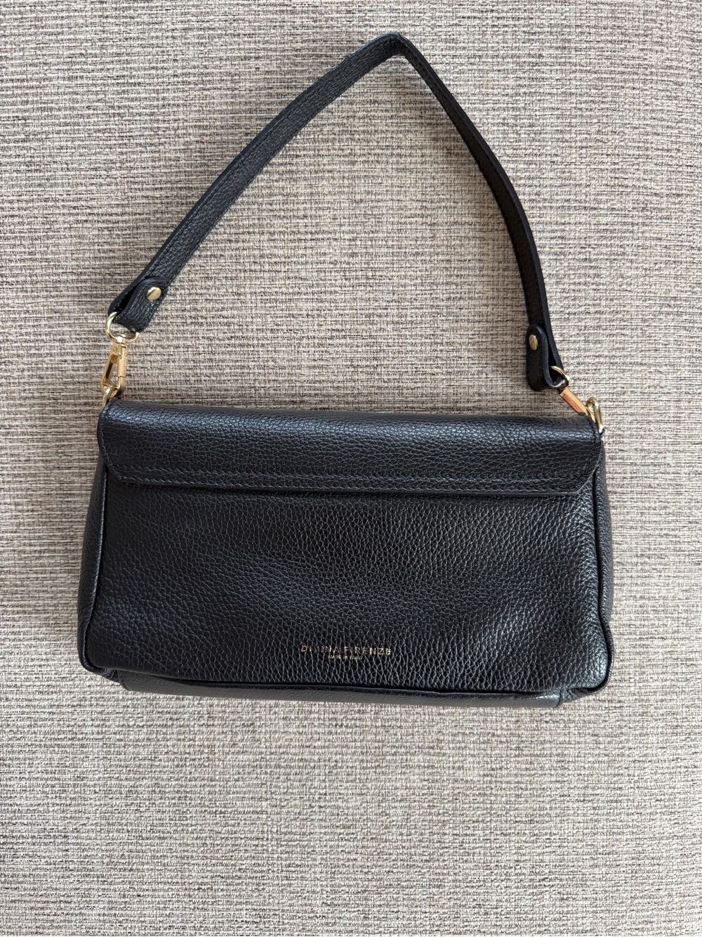 Divina Firenzi made in Italy Black Pebbled leather crossbody & shoulder bag - Picture 2 of 6